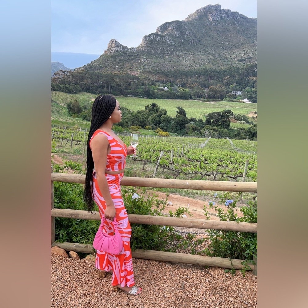 Women's Pink & Orange Printed Two-Piece Set - Picture 5 of 6